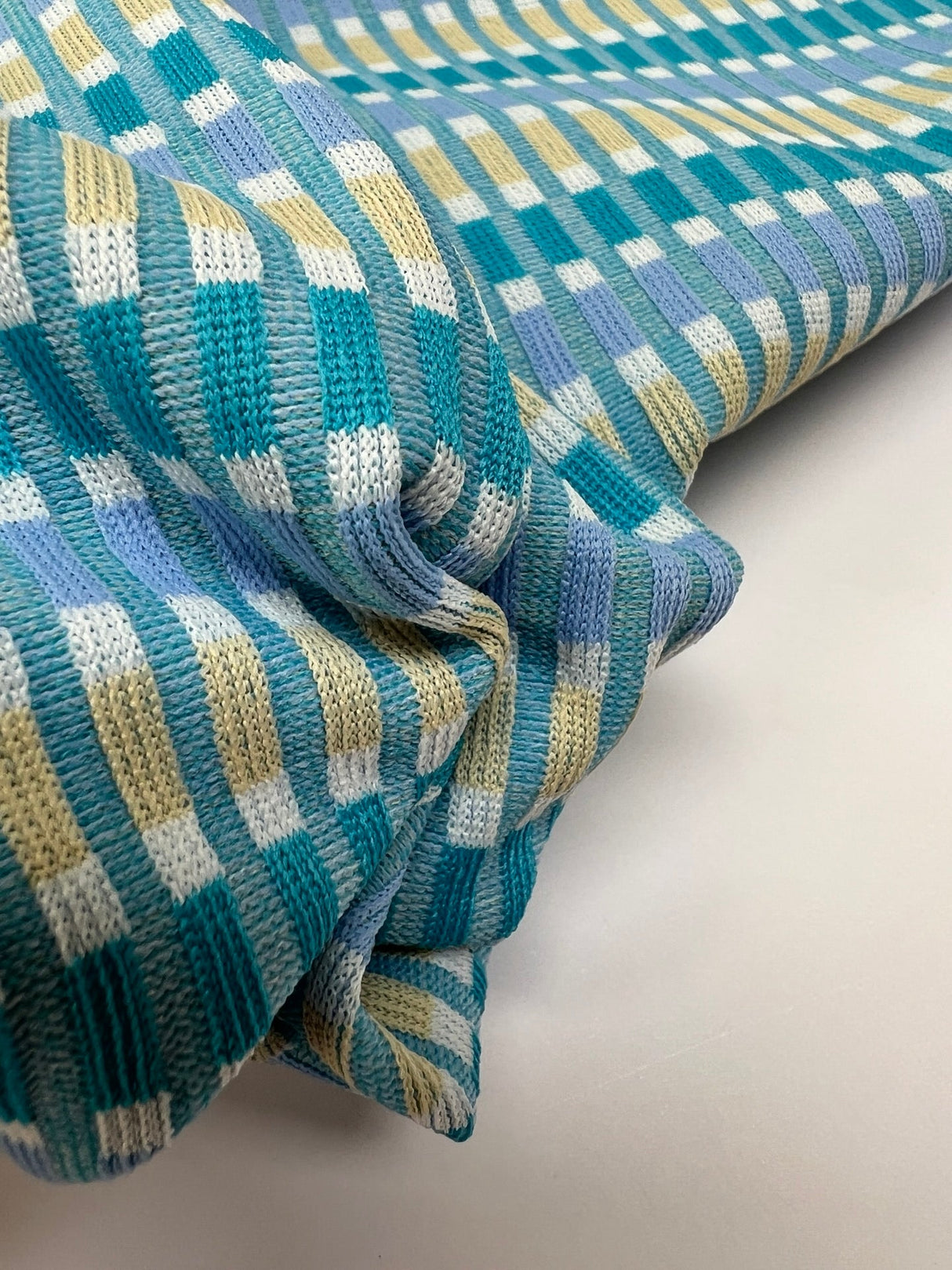 Polyamide Elastane Knitted Geometric Beige-Blue