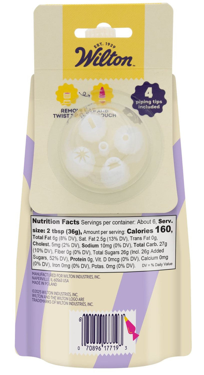Wilton Violet Purple Ready-to-Use Decorator Icing Pouch with 4 Tips – 7.5 oz.