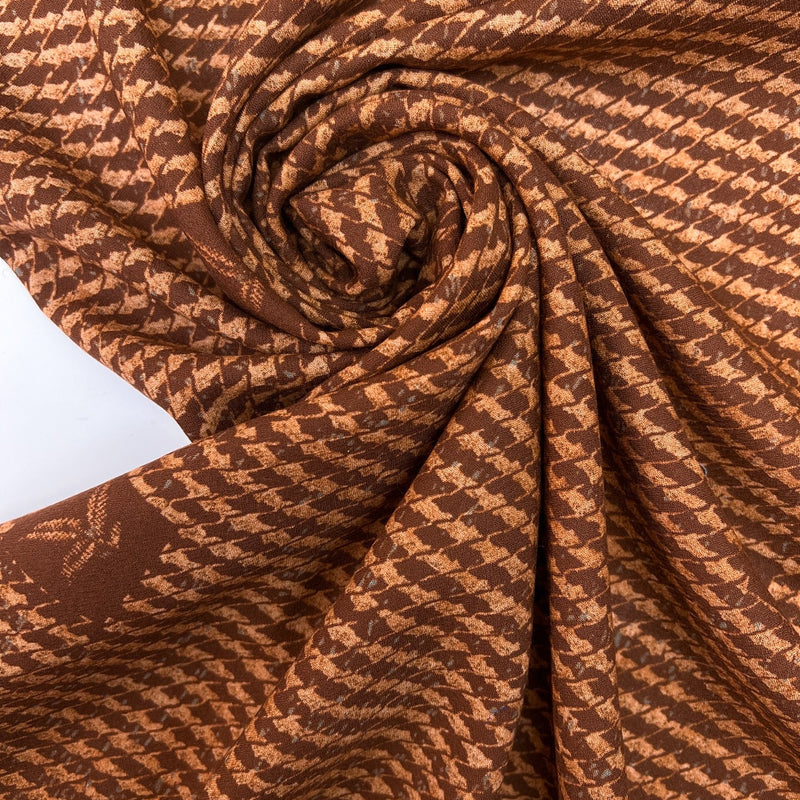 Wool Houndstooth Brown Beige