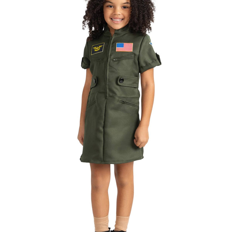 Kids fighter pilot costume dress with hat and patches