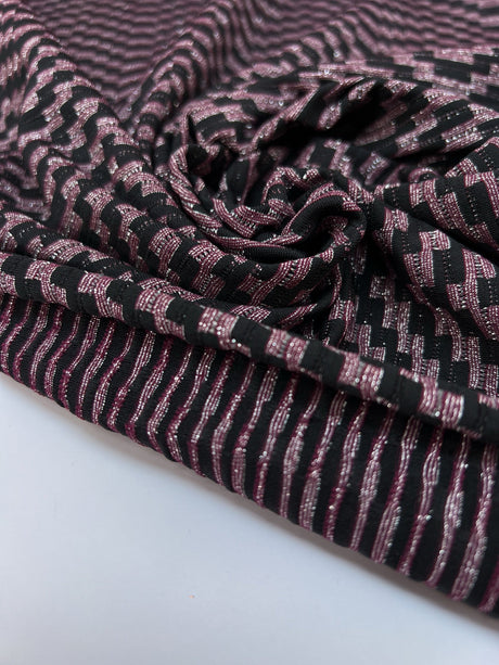 Lurex Knitted Blend Ribbed Silver Red Black