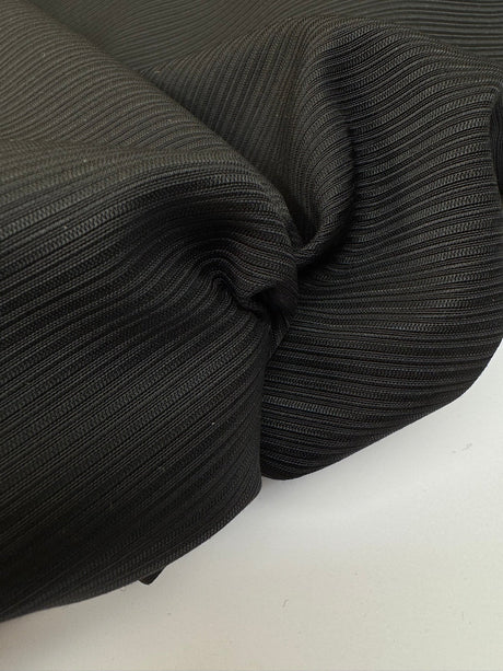 Wool Jacquard Fabric Black Ribbed
