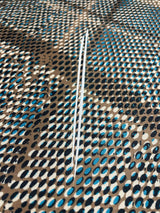 Printed Polyester Elastane Knitted Fabric Brown Blue