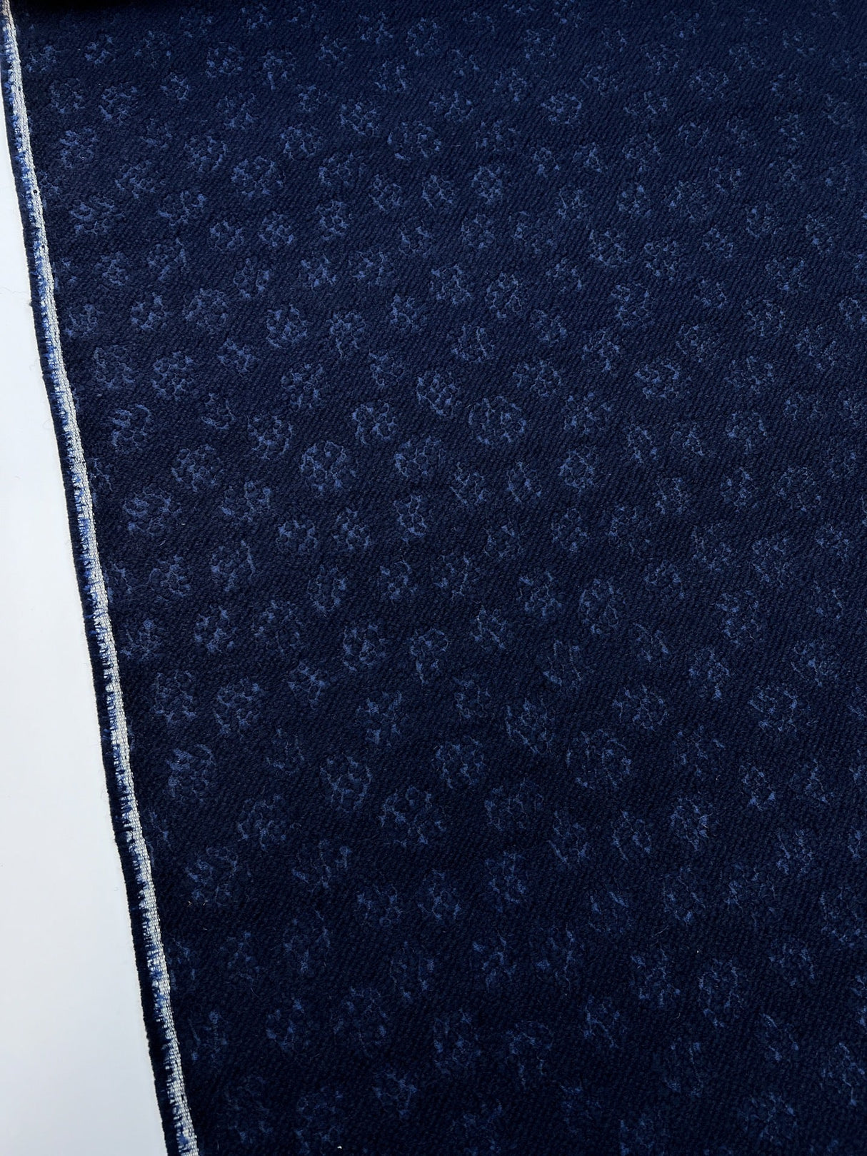 Wool Silk Double Weave Blue Abstract Fabric