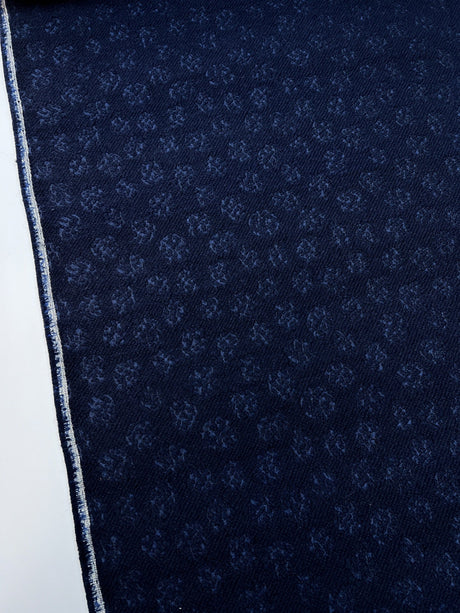 Wool Silk Double Weave Blue Abstract Fabric