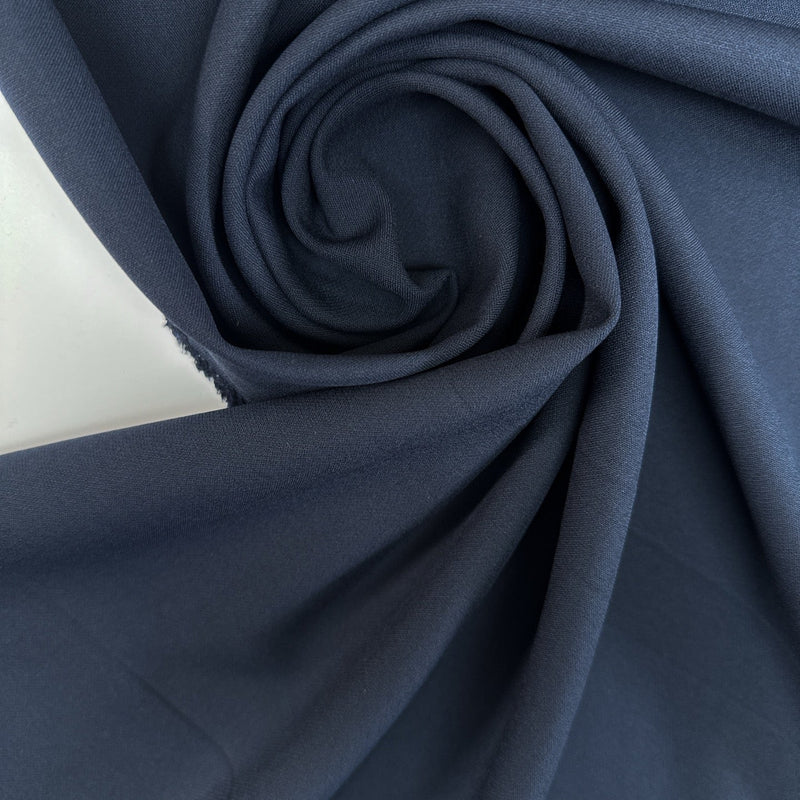 Blue Polyester Viscose Cotton Elastane Double Weave