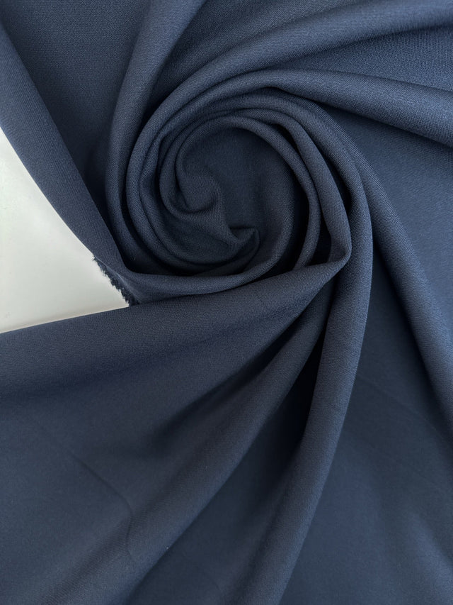Blue Polyester Viscose Cotton Elastane Double Weave