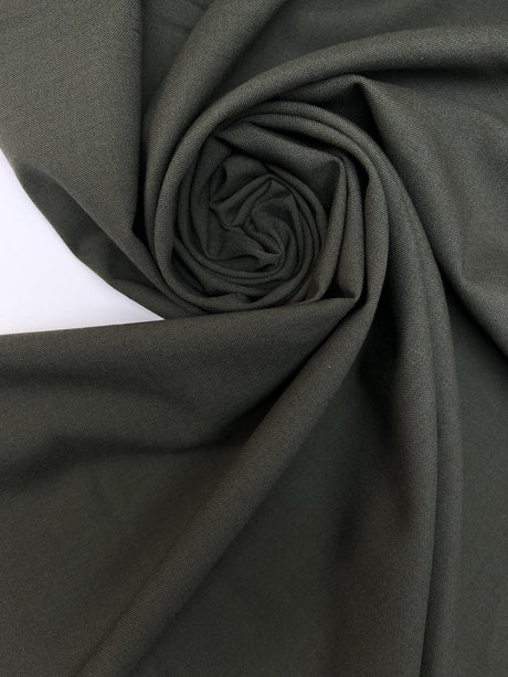 Wool Polyamide Plain Weave Green Suiting