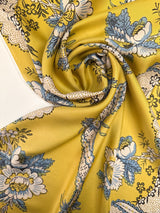 Silk Twill Yellow Floral Fabric