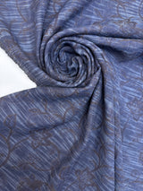 Cotton Matlassé Fabric Purple Blue Floral Graphic