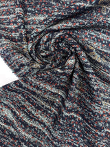 Wool Acrylic Striped Fabric White