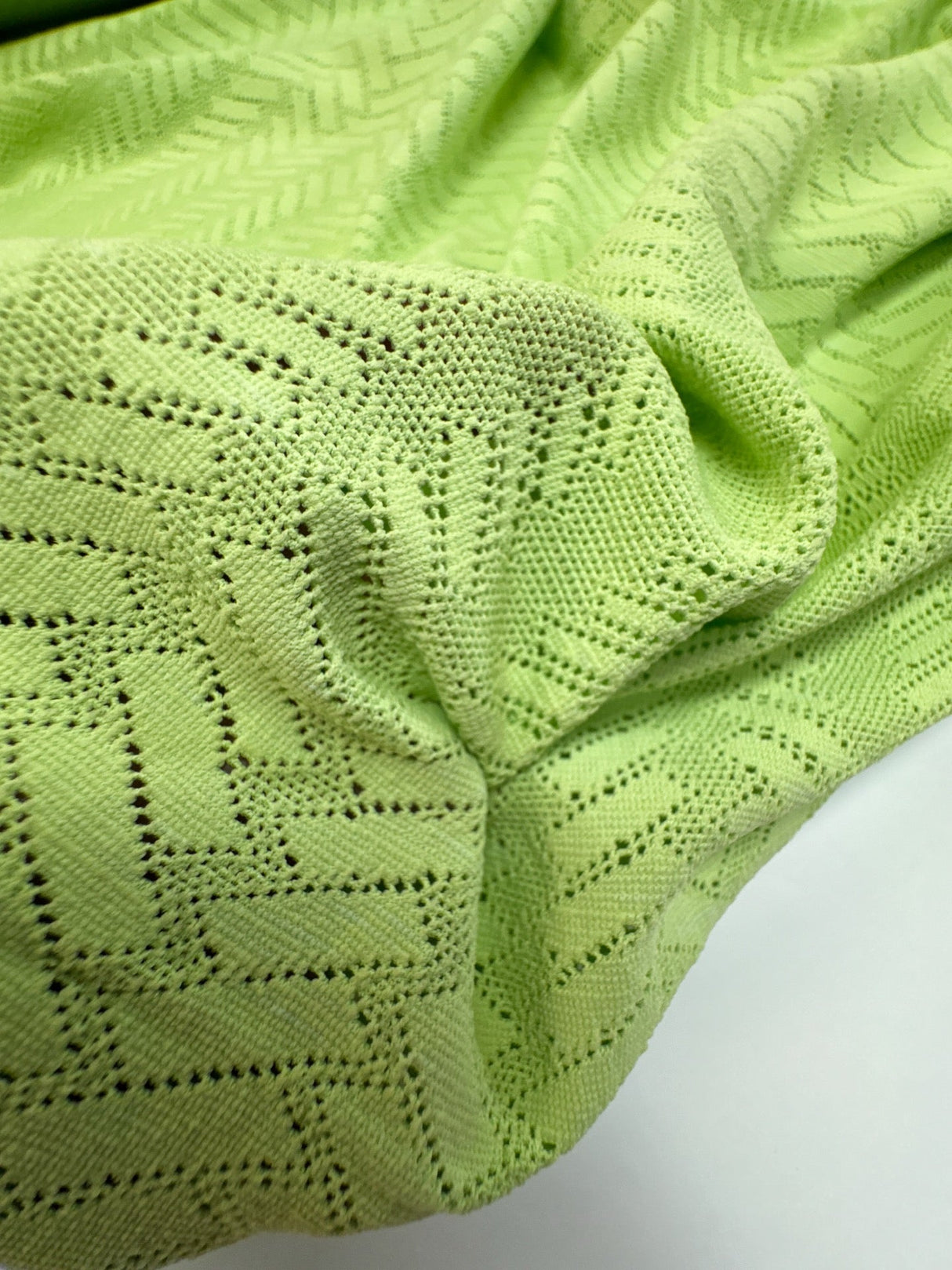 Polyamide Elastane Knitted Fabric Green Geometric