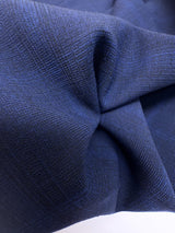 Wool Polyamide Elastane Checked Blue Fabric