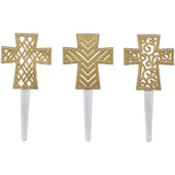 Gold Cross Assortment Cupcake Decorating Pics Toppers 12 set