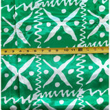 Naija To The Max Synthetic Satin Fabric - Green White African Print, 58" Width (Per Yard)