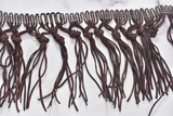 Fringe Trim Faux Leather Chocolate 4" Knotted