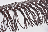 Fringe Trim Faux Leather Chocolate 4" Knotted