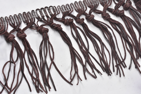 Fringe Trim Faux Leather Chocolate 4" Knotted