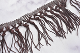 Fringe Trim Faux Leather Chocolate 4" Knotted