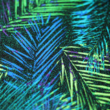 Electric Tropics Nylon Spandex Fabric - Tropical Palm Leaf Print, Multi, Orange-Red, Green-Blue, Pink-Purple, 58-60" Width (1 Yard)
