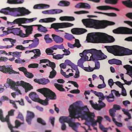 Feline Deco Polyester Spandex Fabric - Leopard Print, Pink/Orange/Turquoise, 58/60" Width (1 Yard)