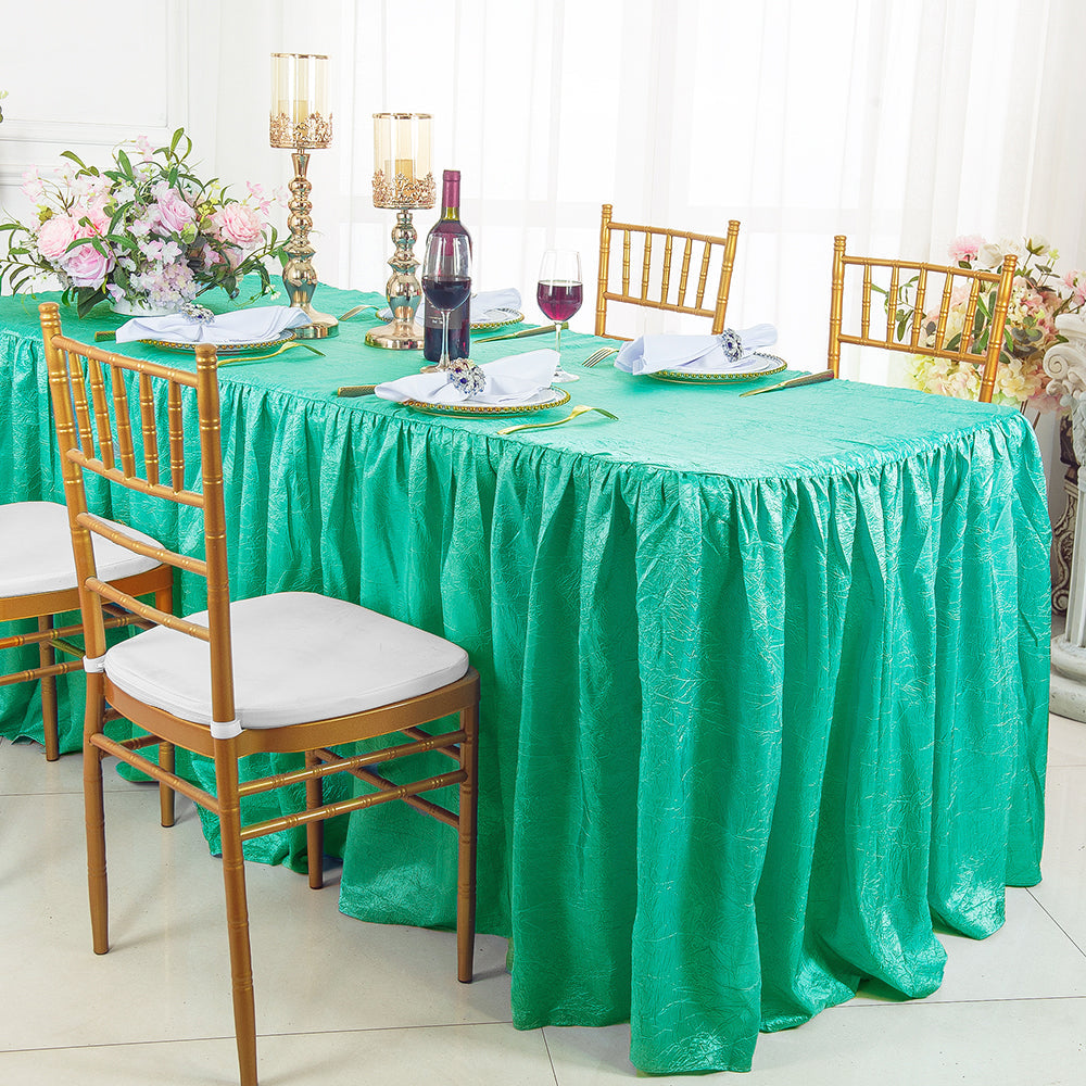 Crushed Taffeta Rectangular Fitted Tablecloth With Skirt 6 Ft Tiff Blue/Aqua Blue
