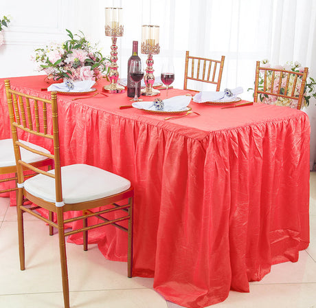 Ruffled Fitted Crushed Taffeta Tablecloth With Skirt