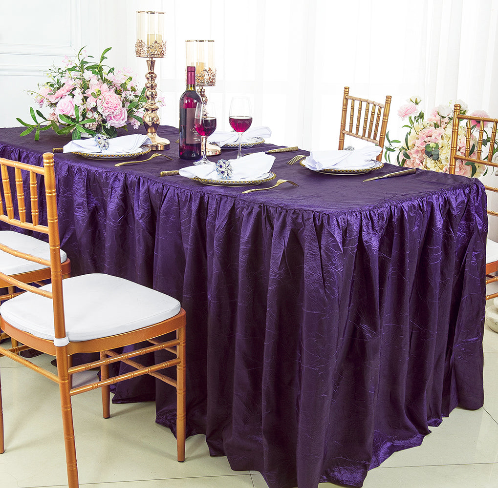 Crushed Taffeta Rectangular Fitted Tablecloth With Skirt