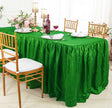 Rectangular Fitted Crushed Taffeta Tablecloth With Skirt 6 Ft Emerald Green