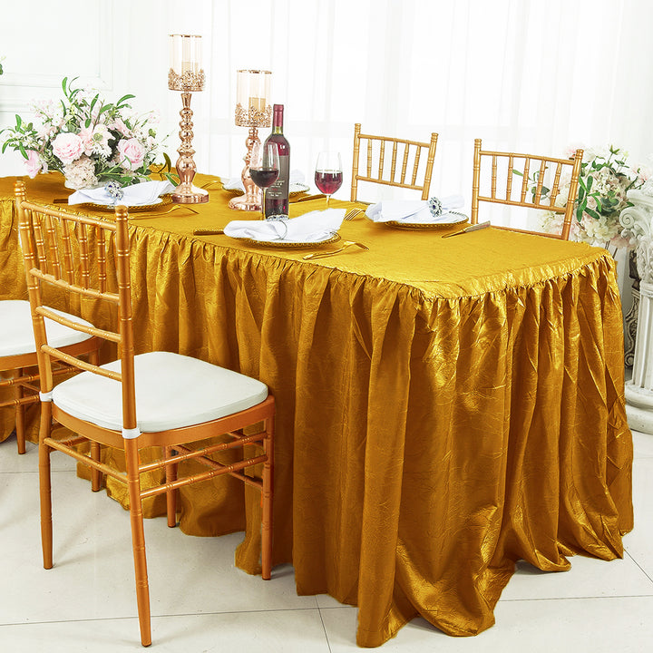 Ruffled Fitted Crushed Taffeta Tablecloth With Skirt