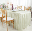 Ruffled Fitted Crushed Taffeta Rectangular Tablecloth With Skirt 6 Ft Ivory