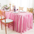 Rectangular Ruffled Fitted Crushed Taffeta Tablecloth With Skirt Pink 6 Ft