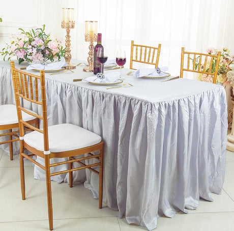 Ruffled Fitted Crushed Taffeta Tablecloth With Skirt