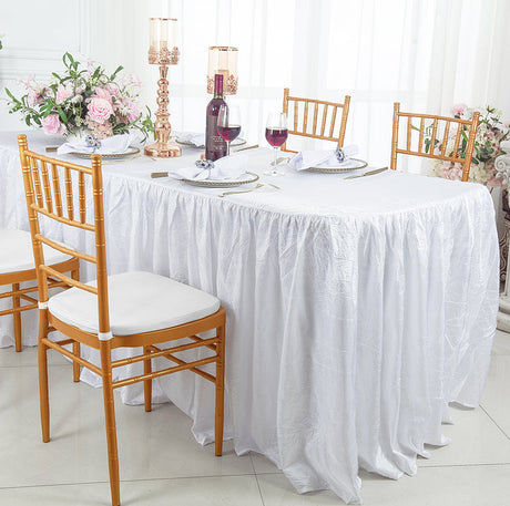 Ruffled Fitted Crushed Taffeta Tablecloth With Skirt