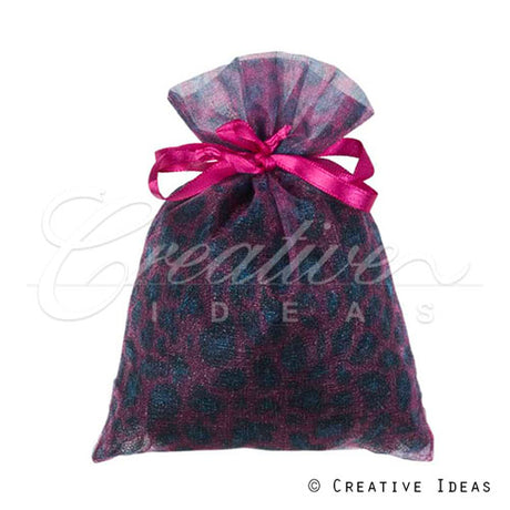 6" X 9" Organza Leopard Pouch-Sold By A Dozen Pieces ( 6 Pieces/Inner Pack) (Fuchsia/Turquoise)