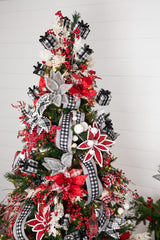24” x 13" Velvet/Plaid Poinsettia Stem