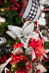 22” x 12.5" Linen Frost Poinsettia Stem - Gray