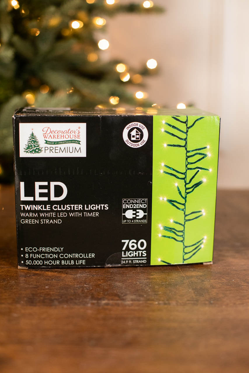 25' Platinum Elite Cluster Lights - 760L Warm White (Green Cord)