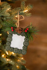 8 x 4 Inch Button Frame with Pinecones Decorative Christmas Photo Hanging Ornament