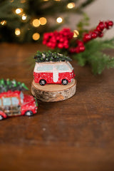 3.7” L Resin Holiday Vehicle with Tree Ornament
