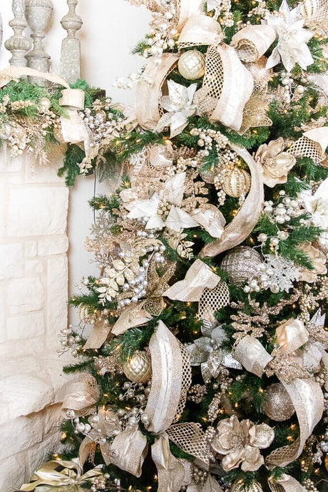 6” Platinum Glittered Net Ball Ornament