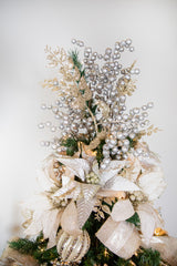 35” Champagne Glitter Leaf Spray