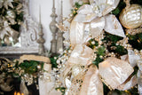 10 CM Champagne Matte Glitter Quilted Net Ball Ornament