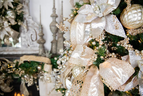 10 CM Champagne Matte Glitter Quilted Net Ball Ornament