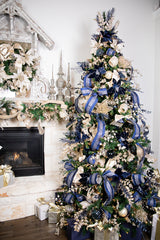 12 CM Blue Chrome Honeycombed Ball Ornament
