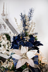 30” Midnight Blue Glitter Pine Spray