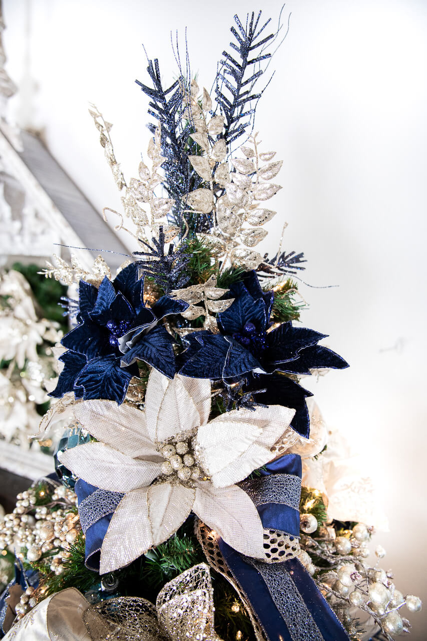 24” x 11" Poinsettia Stem - Midnight Blue