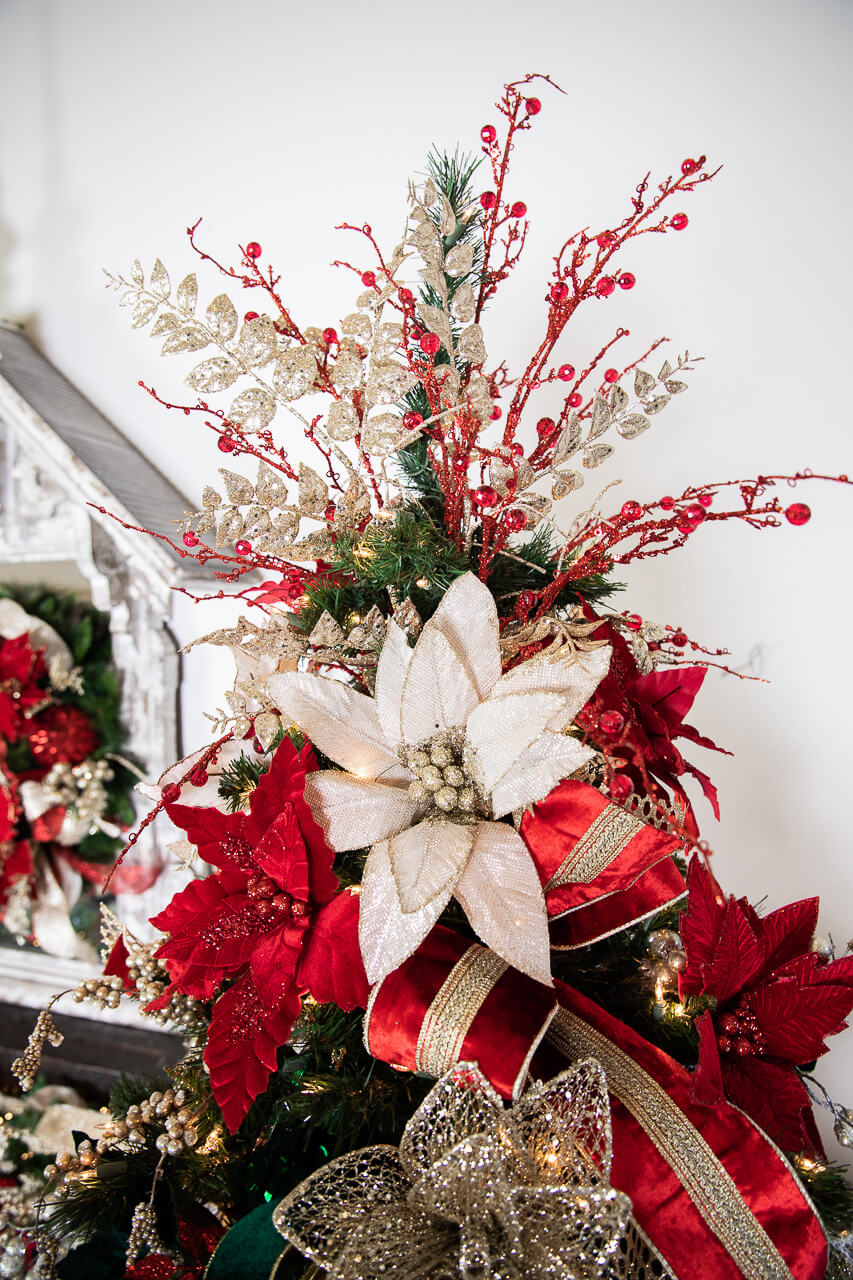 42” Jeweled Bead Branch Spray - Red