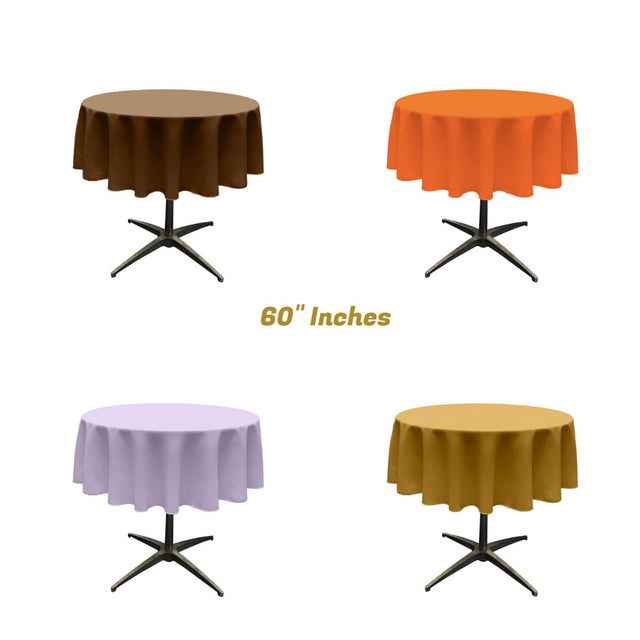 60" Round Poly Poplin Seamless Tablecloth Polyester Fabric - Seamless Round, Multiple Colors, 60" Diameter (1 Unit)