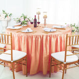 Round Ruffled Crushed Taffeta Tablecloth with Skirt